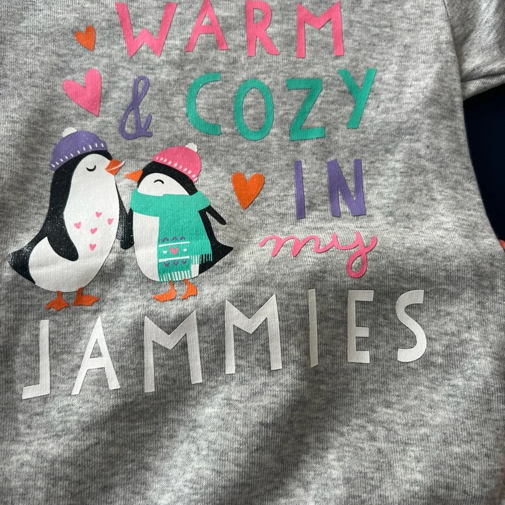 Carter's Toddler Girl 2-Piece Penguin Matching Cotton &‎ Fleece PJs Size 2T
